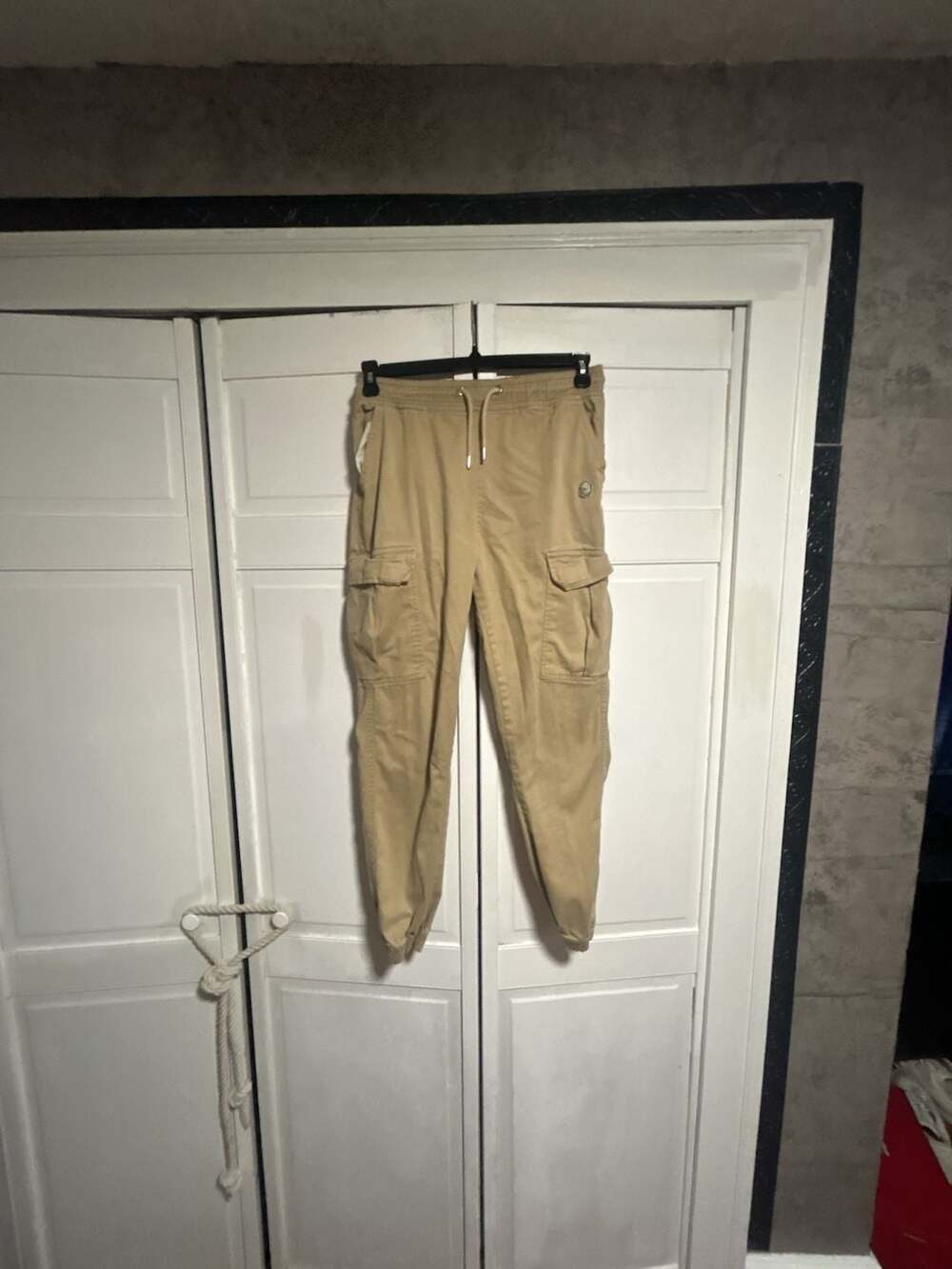 Le Breve Men's Khaki Cargo Jogger Pants